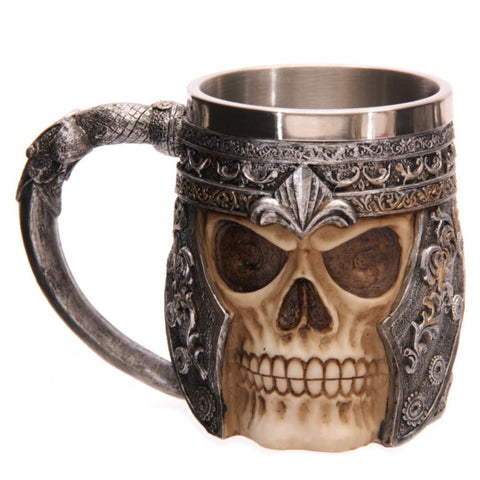Stainless Steel  Double Wall Skull Beer Mug - Indigo-Temple