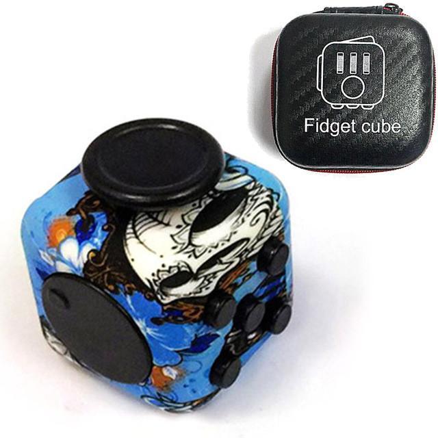 Designer Fidget Cube + Case - Indigo-Temple