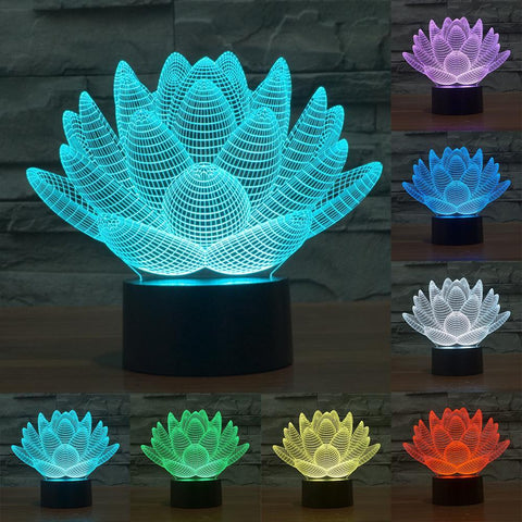 USB Charged Lotus Flower Hologram LED Lamp - Indigo-Temple
