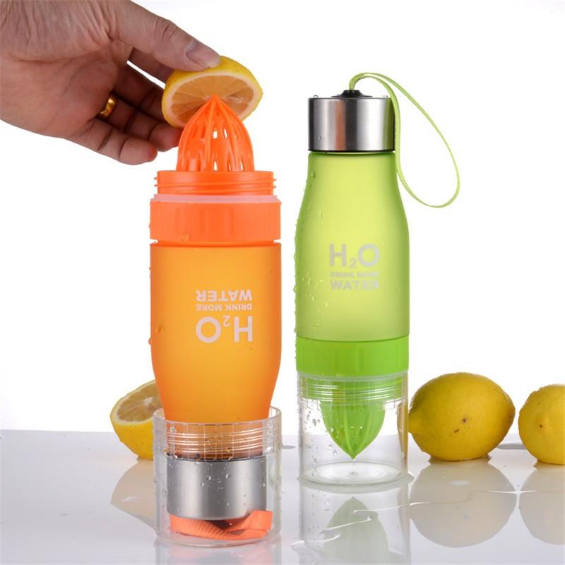 Frosted Leak-proof 650ml Lemon Cup H2O water bottle - Indigo-Temple