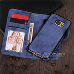 2-IN-1 PU-Leather Magnetic Phone Flip Case / Wallet - Indigo-Temple