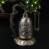 Tibetan Bronze Carved Dragon Buddhist Bell - Indigo-Temple