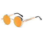 Retro Circular Unisex Steampunk Polarized Sunglasses - Indigo-Temple