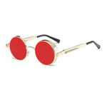 Retro Circular Unisex Steampunk Polarized Sunglasses - Indigo-Temple