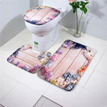 3-pc Anti-Slip Decorative Bathroom Mat Set - Indigo-Temple