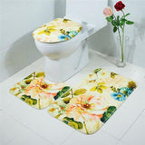 3-pc Anti-Slip Decorative Bathroom Mat Set - Indigo-Temple
