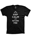 Keep Calm and Return Fire T-Shirt - Indigo-Temple
