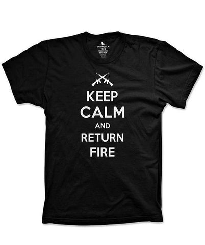 Keep Calm and Return Fire T-Shirt - Indigo-Temple