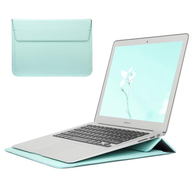 Leather Laptop Case with Stand Function - Indigo-Temple