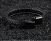SAMU - Stainless Steel Magnetic Clasps Black Leather Bracelet - Indigo-Temple