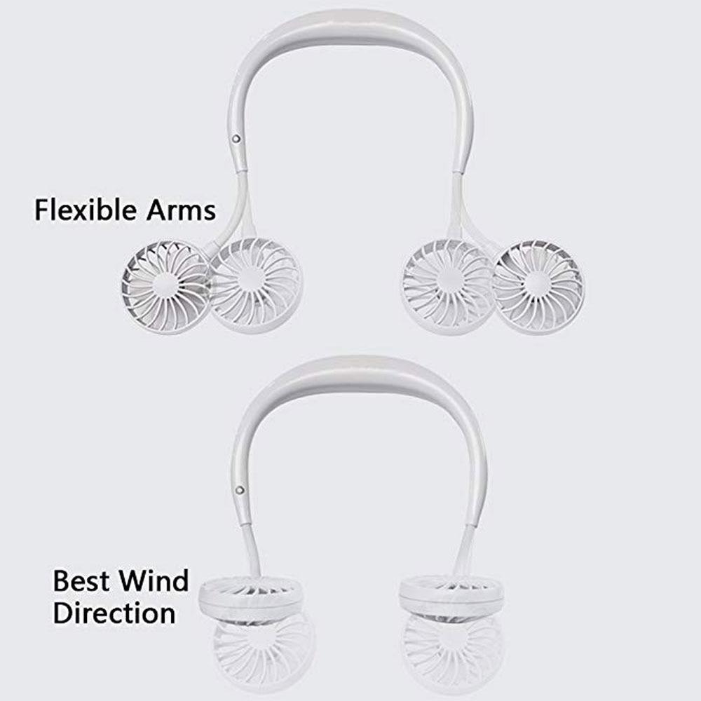 Hands-Free Dual-Wind Neckband Fan - Indigo-Temple