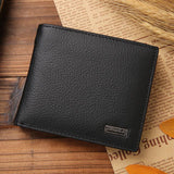 JINBAOLAI™ Genuine Leather Bi-Fold Wallet - Indigo-Temple