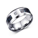 Engraved Symbol Carbon Fiber Blue-Glow Ring - Indigo-Temple