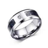 Engraved Symbol Carbon Fiber Blue-Glow Ring - Indigo-Temple
