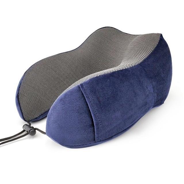 Ergonomic Memory Foam Travel Neck Pillow kit - Indigo-Temple