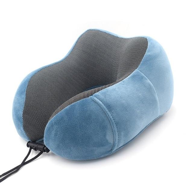 Ergonomic Memory Foam Travel Neck Pillow kit - Indigo-Temple