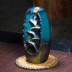 Soothing Ceramic Back-flow Incense Burner (With 10 incense cones) - Indigo-Temple
