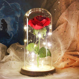Beauty and the Beast LED Enchanted Rose in Glass Dome - Indigo-Temple