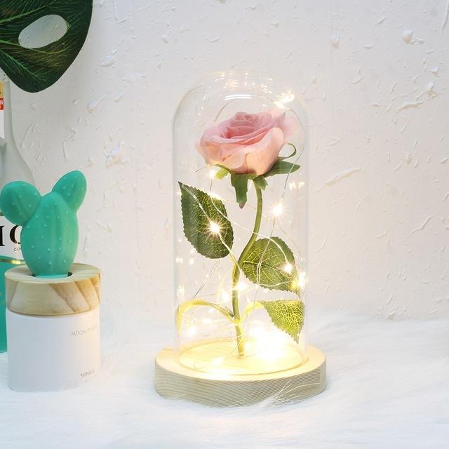 Beauty and the Beast LED Enchanted Rose in Glass Dome - Indigo-Temple
