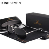 KINGSEVEN™ Men's Polarized Aviator Sunglasses - Indigo-Temple
