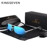 KINGSEVEN™ Men's Polarized Aviator Sunglasses - Indigo-Temple