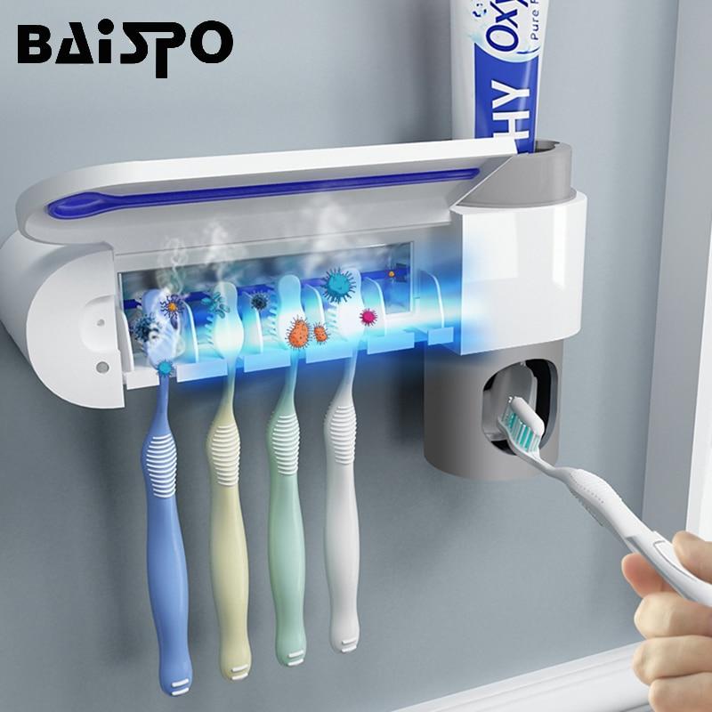 Anti-Bacterial UV Toothbrush Sterilizer and Toothpaste Dispenser - Indigo-Temple