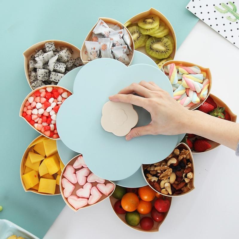 Flower-Shaped Expandable Snack Box - Indigo-Temple