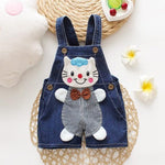 Baby Jeans Overall With Cute Animal Face - Indigo-Temple