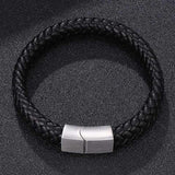 Men's Braided Leather Magnetic Bracelet - Indigo-Temple