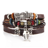 IF ME™ Vintage Multi-Layer Men's Leather Bracelet Sets - Indigo-Temple
