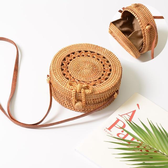 Tropical Hand-Woven Straw Purses - Indigo-Temple