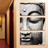 3-Panel Canvas Buddha Wall Art - Indigo-Temple