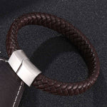 Men's Braided Leather Magnetic Bracelet - Indigo-Temple