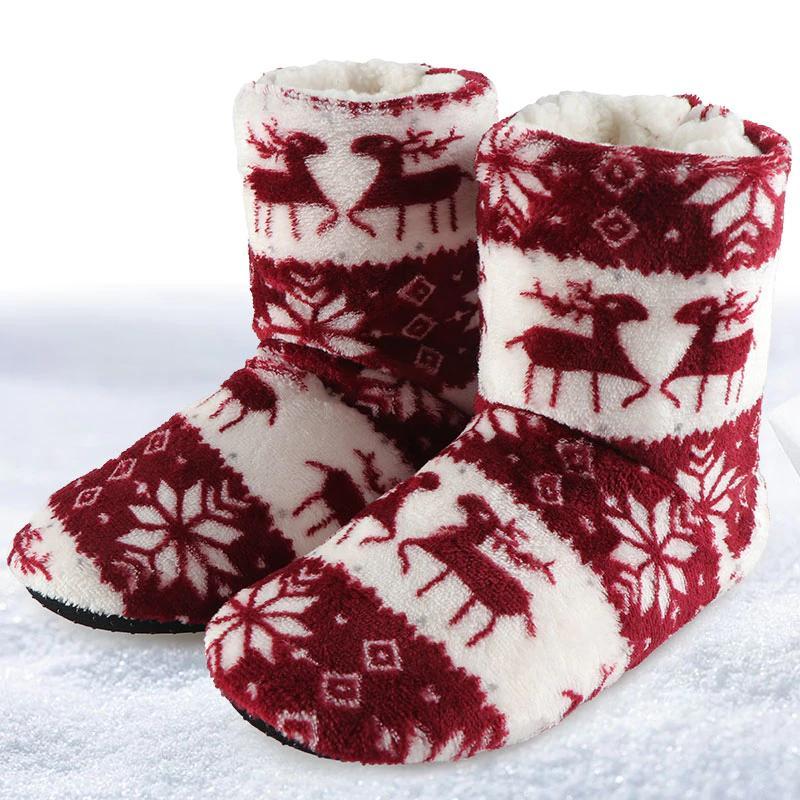 Unisex Cozy Cotton Slipper Boots - Indigo-Temple