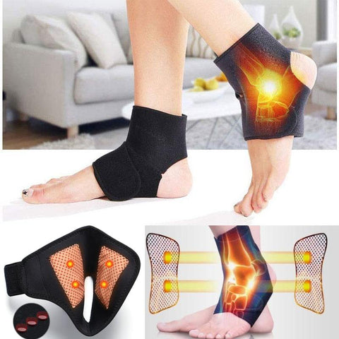 Tourmaline Self Heating Magnetic Therapy Ankle Braces (1 Pair)